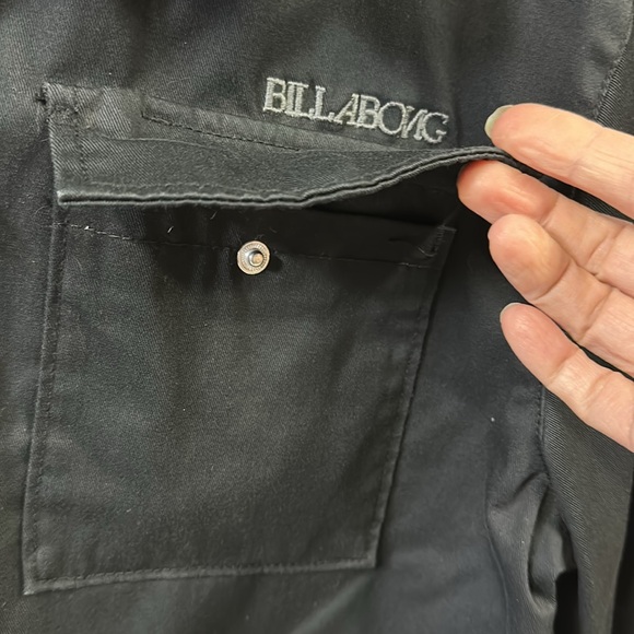 Billabong Full Zip Utility Jacket Workwear Black 4 Pocket Canvas Coat Mens Large - Picture 3 of 7